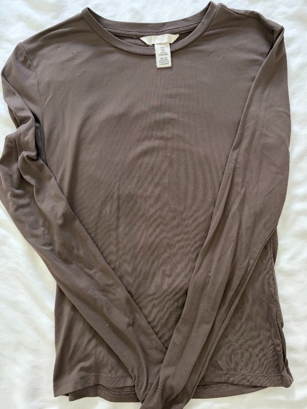 H&M Mink Taupe Color Stretchy Long Sleeve Top Size Small